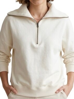 Boden Cream White Half Zip Sweatshirt Sweater Relax Fit M